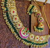 SATYAVRATA, TRADITIONAL DESIGN HEAVY KUNDAN NECKLACE SET FOR WOMEN-LRKNS001