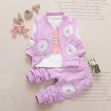 DAISY FLORAL FULL SLEEVES TOP WITH JACKET AND PANTS FOR KIDS -OKG001D