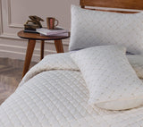 VIOLETS ,WHITE  QUILTED BECOVER WITH PILLOW SET -PREETQBC001W