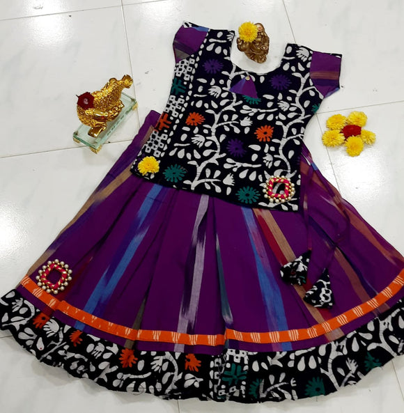 Violet Floral Top and Skirt  for Girls-SRIST001V