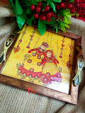 Beautiful tray with glass top & kundan work