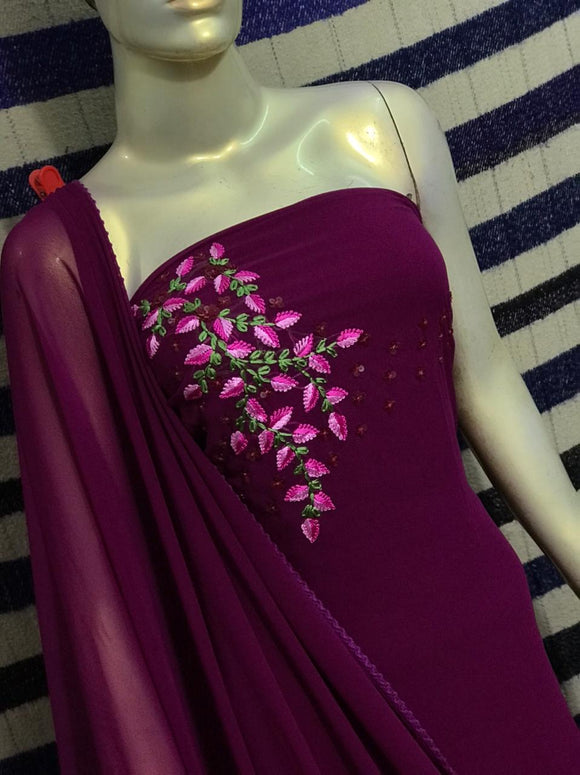 Togss present Dark leaf Purple Georgette Salwar Suit Material for Women-RG24SSM001P
