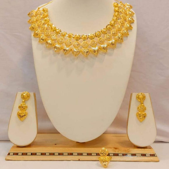 MUMTAZ ,  GOLD PLATED NECKLACE SET WITH MATCHING EARRINGS COMBO FOR WOMEN -ALLARE001M