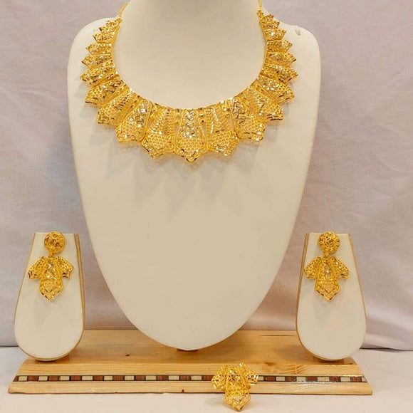SHABANA,  GOLD PLATED NECKLACE SET WITH MATCHING EARRINGS COMBO FOR WOMEN -ALLARE001S