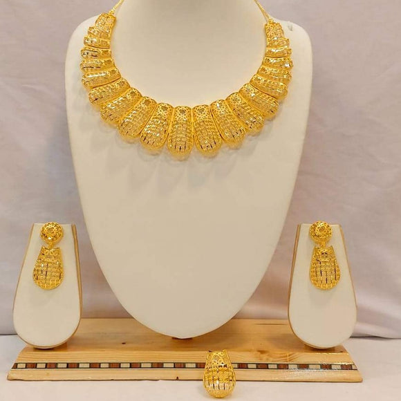 WAHADA,  GOLD PLATED NECKLACE SET WITH MATCHING EARRINGS COMBO FOR WOMEN -ALLARE001W