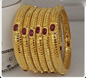 BIANCA, GOLD PLATED SET OF 6 BANGLES FOR WOMEN-ALLARE001B