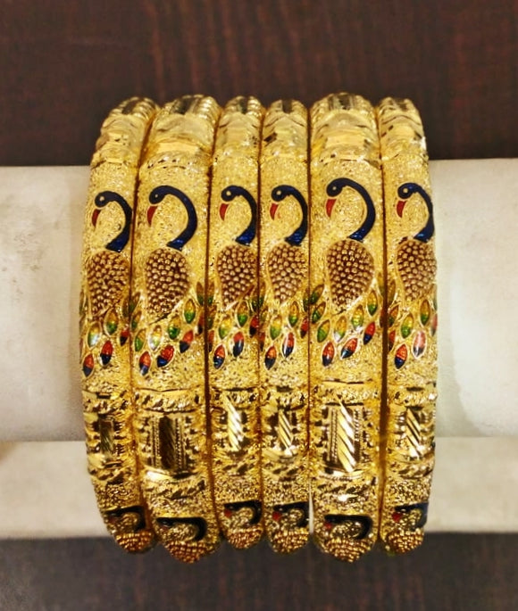 GOLDEN BUTTERFLY , GOLD PLATED SET OF 6 BANGLES FOR WOMEN-ALLARE001GB
