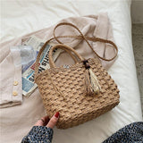 STYLISH RATTAN BEACH HANDBAG FOR WOMEN-PALBHB001
