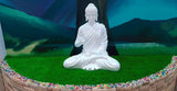 SERENE PURE WHITE MEDITATING ASHIRWAD BUDDHA STATUE-RKBSW001