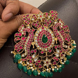 GEETHAGOVINDAM, BIG SIZE  MATTE GOLD FINISH KEMP PENDANT FOR WOMEN -SAYDGG001