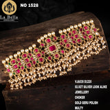 VAIDEHI , 92.5 CT SILVER LOOK ALIKE MATTE GOLD GHERU FINISH KEMP PEARL CHOKER NECKLACE SET FOR WOMEN -SAYDKNSV001