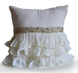SET OF 2 , WHITE RUFFLE CUSHION COVERS-PANIWRCC001