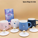 CERAMIC CUP WITH ASTRONAUT KNOB LID FOR SPACE LOVER KIDS-PANISL001