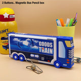 GOODS TRAIN, 2 BUTTON MAGNETC PENCIL BOX FOR KIDS-PANIPBX001