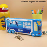 GOODS TRAIN, 2 BUTTON MAGNETC PENCIL BOX FOR KIDS-PANIPBX001