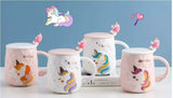 NEW UNICORN COFFE MUGS WITH LID AND SPOON -PANIUM001