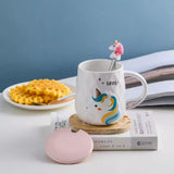 NEW UNICORN COFFE MUGS WITH LID AND SPOON -PANIUM001