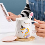 NEW UNICORN COFFE MUGS WITH LID AND SPOON -PANIUM001