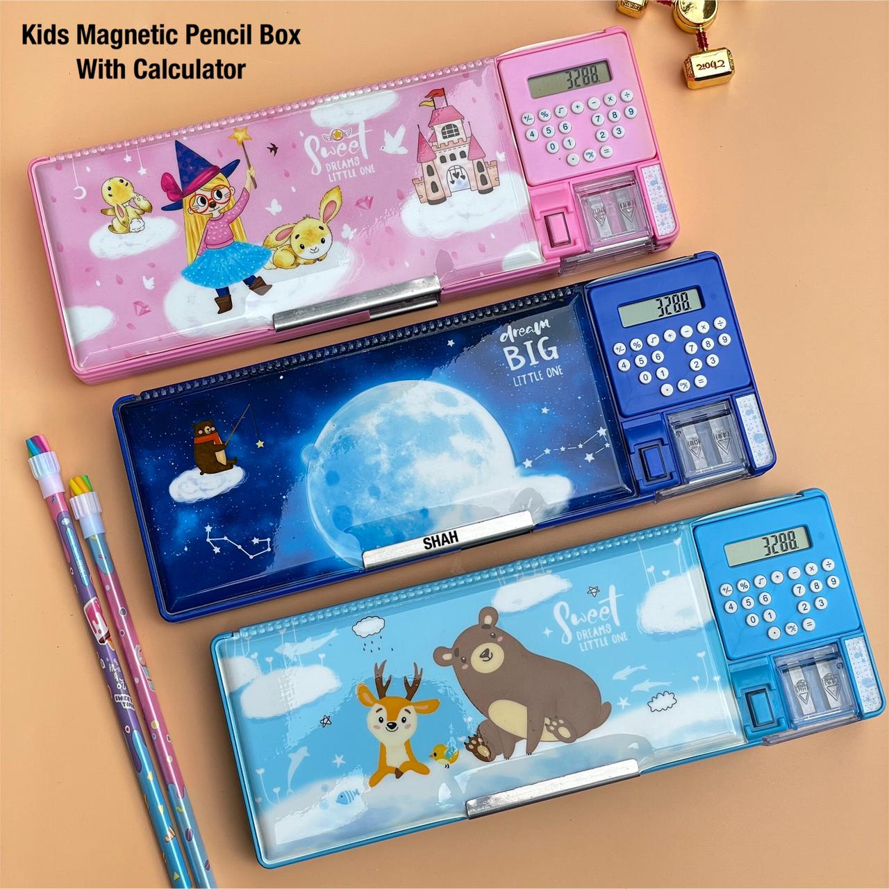 KIDS MAGNETIC PENCIL BOX WITH CALCULATOR-PANIPBWC001 –