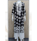 SS CHIKANKARI PRESENT FLOWER PRINT MULMUL KURTI PANT AND DUPATTA-OBKPD001