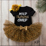 " WILD FEARLESS CHILD" ANIMAL PRINT CUTE 3 PIECE DRESS FOR GIRLS-SRISFG001