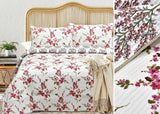 PINK CHERRY FLOWERS DESIGN QUILTED BEDCOVER WITH MATCHING PILLOW COVERS -PREETBCS001PC
