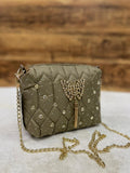 GOLDEN BUTTER FLY SATIN SLING BAG FOR WOMEN-SAFFSB001