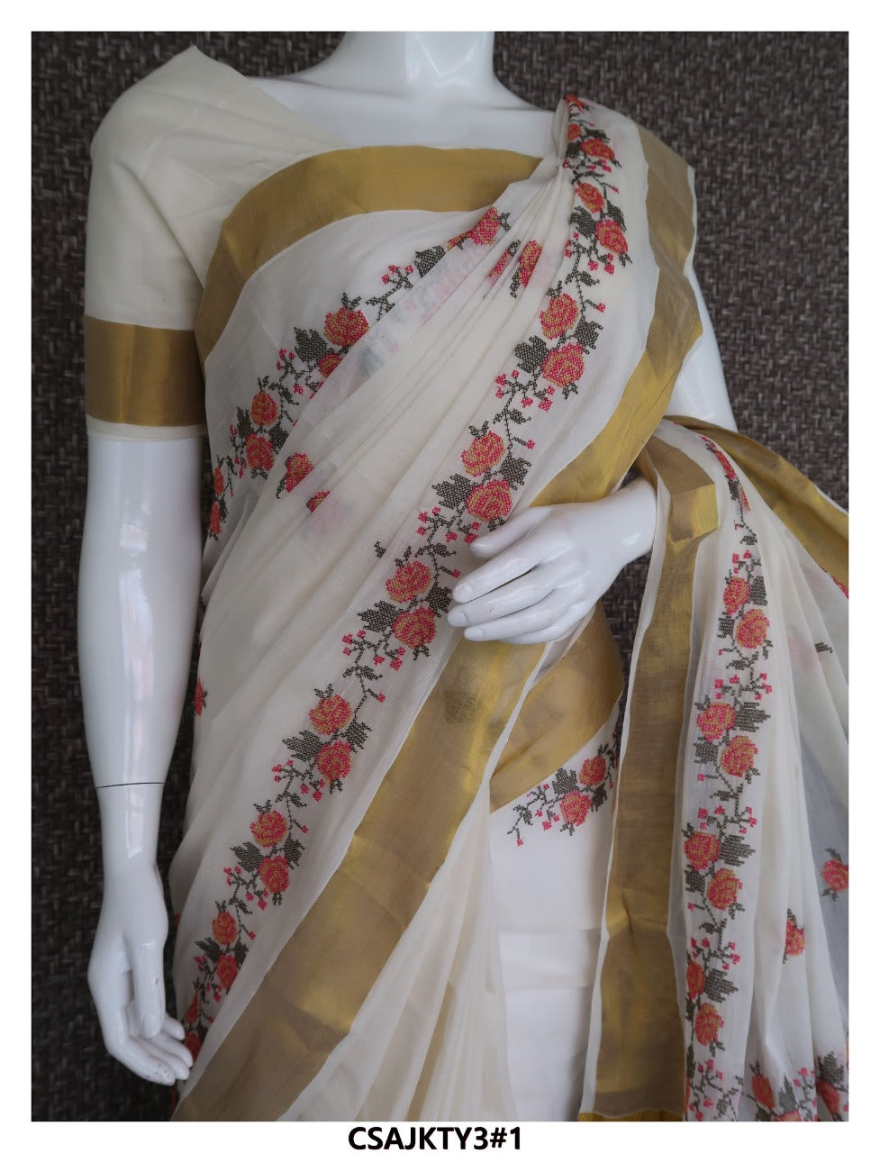 Kasavu Cotton Kerala Saree with blouse