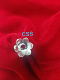 108 GERMAN SILVER PARIJATHA FLOWERS WITH RED STONE-CZYPF001