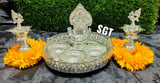 GERMAN SILVER WASHABLE TRAY WITH GAJALAKSHMI DIYA AND DECORATIONS-SNGL001