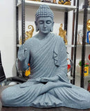THE LAVA STONE FINISH MEDITATING ASHIRWAD BUDDHA STATUE-RKSFB001L