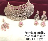 SUHANI  GEET , ROSE GOLD FINISH  FINISH HEAVY CHOKER NECKLACE WITH MAANGTIKKA FOR WOMEN-ARTCN001RG