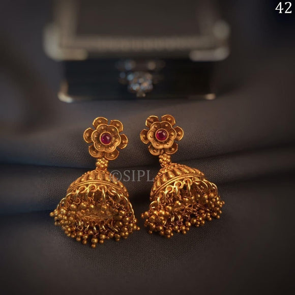 Gold Plated Small Adial Stones Ear Studs For Kids OnlineKollam Supreme
