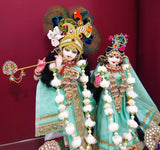 BEAUTIFUL MARBLE RADHAKRISHNA IDOLS WITH POSHAK AND ALL ACCESSORIES FOR JANMASHTAMI-POSHRK001