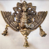 HcD Brass Peacock Wall Hanging Diya-ANUBPD001
