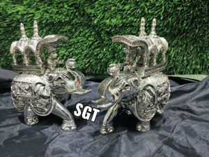 PAIR OF LIMITED EDITION EXCLUSIVE PURE SILVER PLATED BALAJI MAHARAJ ELEPHANT IDOLS -SNBMEI001