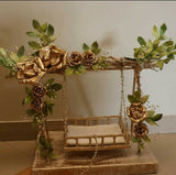 DECORATED LED LIGHTED JHULA WITH GOLDEN FLOWERS FOR JANMASHTAMI-SKDGJ001
