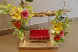 DECORATED LED LIGHTED JHULA WITH YELLOW FLOWERS FOR LADDU GOPAL THIS JANMASHTAMI-SKDDJ001Y