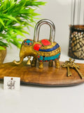 SOLID BRASS ELEPHANT PADLOCK WITH FINE STONE WORK -SKDEPL001