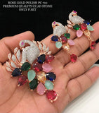 MAYURI, ROSE GOLD POLISH AMERICAN DIAMOND STONES PENDANT SET FOR WOMEN -SAYDPSW001M