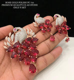 MAYURI, ROSE GOLD POLISH AMERICAN DIAMOND STONES PENDANT SET FOR WOMEN -SAYDPSW001M