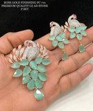 MAYURI, ROSE GOLD POLISH AMERICAN DIAMOND STONES PENDANT SET FOR WOMEN -SAYDPSW001M