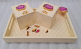 IVORY  COLOR LEATHERITE TRAY WITH TISSUE HOLDER AND 2 BOXES -ANUBLT001IV