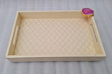 IVORY  COLOR LEATHERITE TRAY WITH TISSUE HOLDER AND 2 BOXES -ANUBLT001IV