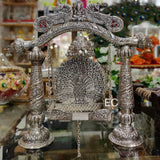 MAYUR  , GERMAN SILVER PEACOCK DESIGNER JHULA  FOR LADDU GOPAL -SANWAGSJ001