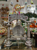 MAYUR  , GERMAN SILVER PEACOCK DESIGNER JHULA  FOR LADDU GOPAL -SANWAGSJ001