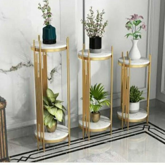 LUXURY MARBLE PLANTER STAND WITH GOLDEN FINISH -MOELPS001