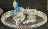 Impressive Beautiful German Silver Washable Tray  with Pure silver coated Krishna idol and  Cow and Calf-SNCC001B