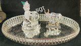 Impressive Beautiful German Silver Washable Tray  with Pure silver coated White Krishna idol and  Cow and Calf-SNCC001W