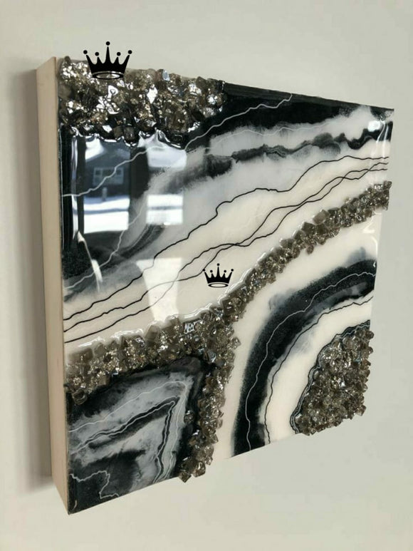 Black And White Designer Geode Wall Art -Anubgbw001 – Www.Soosi.Co.In